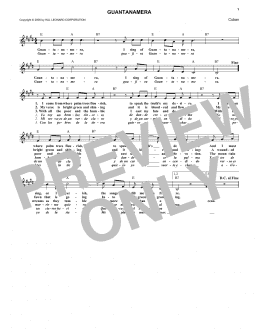 page one of Guantanamera (Lead Sheet / Fake Book)
