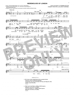page one of Werewolves Of London (Lead Sheet / Fake Book)
