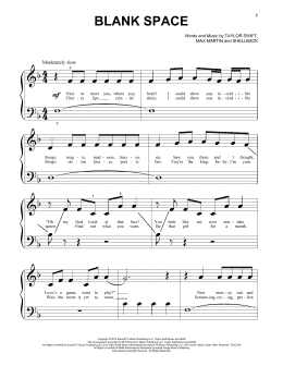 page one of Blank Space (Beginning Piano Solo)