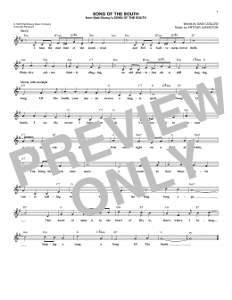 page one of Song Of The South (Lead Sheet / Fake Book)