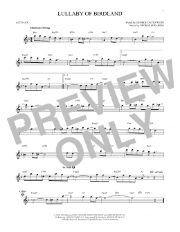 page one of Lullaby Of Birdland (Alto Sax Solo)