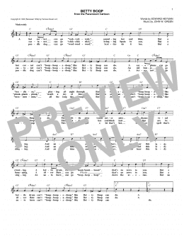 page one of Betty Boop (Lead Sheet / Fake Book)