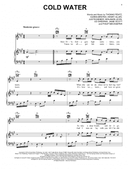 page one of Cold Water (featuring Justin Bieber and MO) (Piano, Vocal & Guitar Chords (Right-Hand Melody))