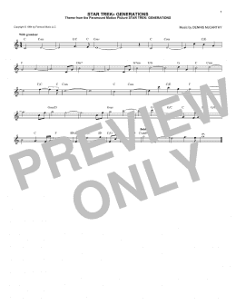 page one of Star Trek Generations (Lead Sheet / Fake Book)