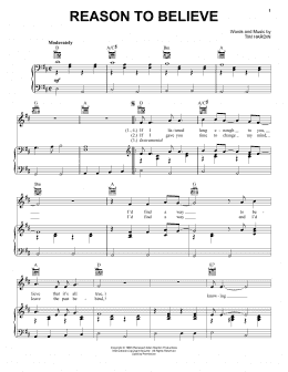 page one of Reason To Believe (Piano, Vocal & Guitar Chords (Right-Hand Melody))