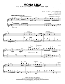 page one of Mona Lisa (arr. Phillip Keveren) (Piano Solo)