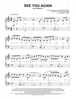 page one of See You Again (Beginning Piano Solo)