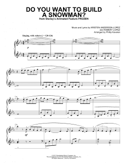 page one of Do You Want To Build A Snowman? (from Frozen) (arr. Phillip Keveren) (Piano Solo)