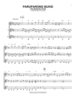 page one of Paruparong Bukid (The Butterfly Field) (Guitar Ensemble)