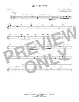 page one of Yesterdays (Alto Sax Solo)