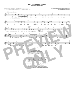page one of Ain't Too Proud To Beg (Lead Sheet / Fake Book)