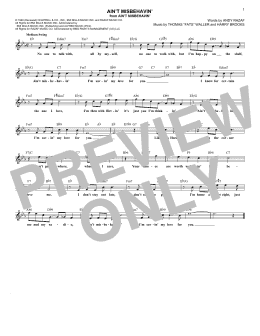 page one of Ain't Misbehavin' (Lead Sheet / Fake Book)