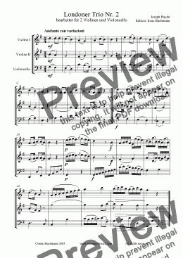 page one of Haydn, London Trio Nr. 2
