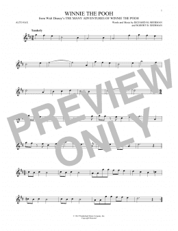 page one of Winnie The Pooh (from The Many Adventures Of Winnie The Pooh) (Alto Sax Solo)