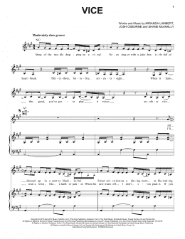 page one of Vice (Piano, Vocal & Guitar Chords (Right-Hand Melody))