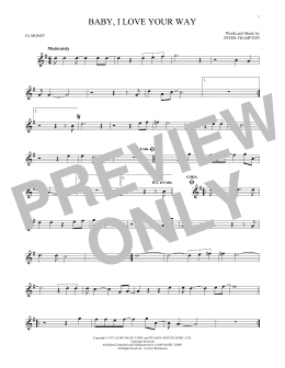 page one of Baby, I Love Your Way (Clarinet Solo)