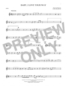 page one of Baby, I Love Your Way (French Horn Solo)