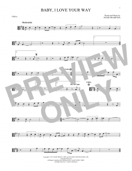 page one of Baby, I Love Your Way (Viola Solo)