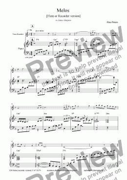 page one of Melos [Flute or Recorder version]