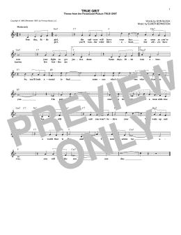 page one of True Grit (Lead Sheet / Fake Book)