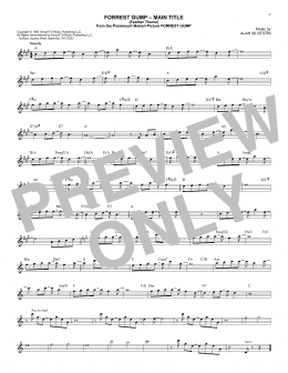 page one of Forrest Gump - Main Title (Feather Theme) (Lead Sheet / Fake Book)