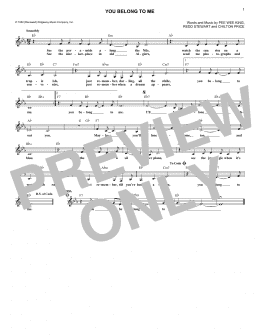 page one of You Belong To Me (Lead Sheet / Fake Book)