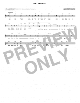 page one of Ain't She Sweet (Lead Sheet / Fake Book)