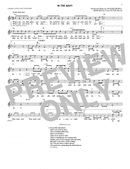 page one of In The Navy (Lead Sheet / Fake Book)