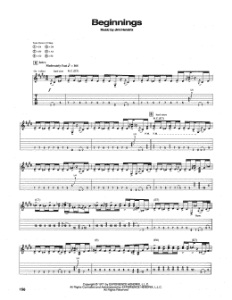 page one of Beginnings (Guitar Tab)