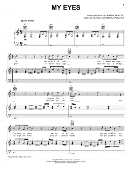 page one of My Eyes (Piano, Vocal & Guitar Chords (Right-Hand Melody))