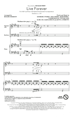 page one of Live Forever (arr. Roger Emerson) (SAB Choir)