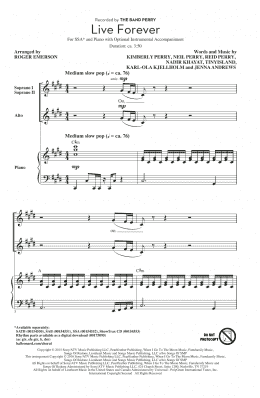 page one of Live Forever (arr. Roger Emerson) (SSA Choir)