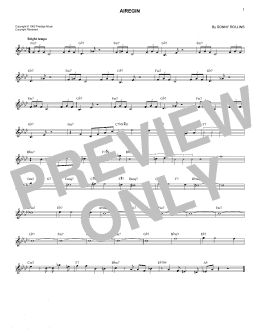 page one of Airegin (Lead Sheet / Fake Book)