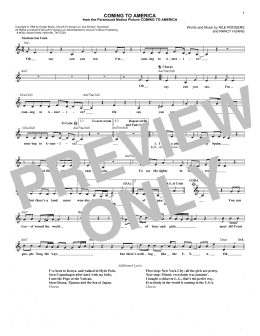 page one of Coming To America (Lead Sheet / Fake Book)