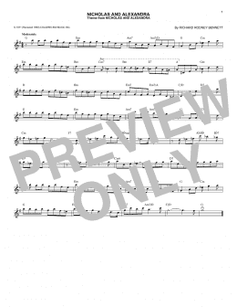 page one of Nicholas And Alexandra (Lead Sheet / Fake Book)
