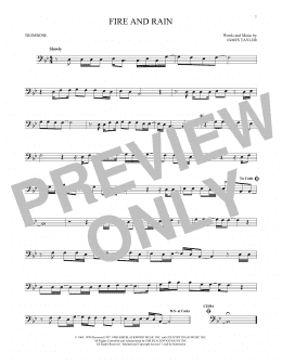 page one of Fire And Rain (Trombone Solo)