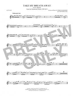 page one of Take My Breath Away (Love Theme) (Alto Sax Solo)
