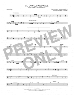page one of So Long, Farewell (from The Sound of Music) (Trombone Solo)