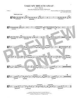 page one of Take My Breath Away (Love Theme) (Viola Solo)