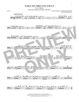 page one of Take My Breath Away (Love Theme) (Cello Solo)