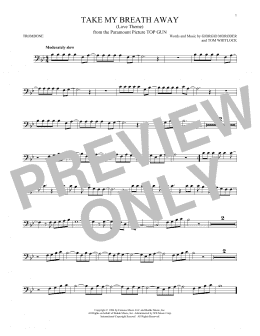 page one of Take My Breath Away (Love Theme) (Trombone Solo)