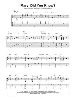 page one of Mary, Did You Know? (Solo Guitar)