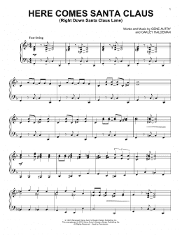 page one of Here Comes Santa Claus (Right Down Santa Claus Lane) (Piano Solo)