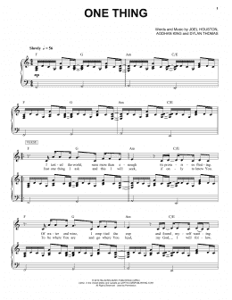 page one of One Thing (Piano & Vocal)