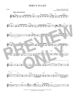page one of Here's To Life (French Horn Solo)
