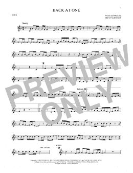 page one of Back At One (French Horn Solo)