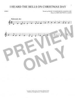 page one of I Heard The Bells On Christmas Day (French Horn Solo)