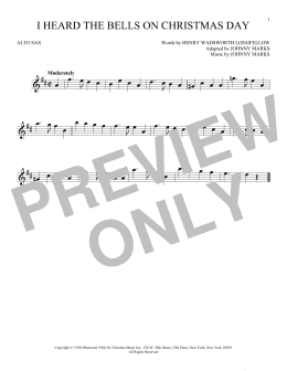 page one of I Heard The Bells On Christmas Day (Alto Sax Solo)