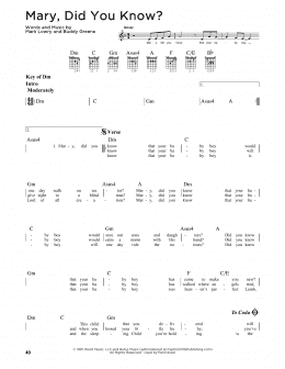 page one of Mary, Did You Know? (Guitar Lead Sheet)