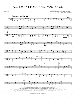 page one of All I Want For Christmas Is You (Cello Solo)
